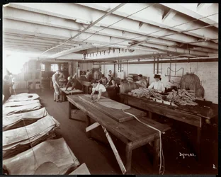 Vue intérieure de la New York Leather Belting Co., New York, 1906